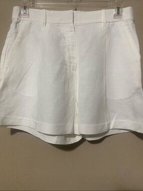 H&M size 10 Off-White White Linen-Blend Shorts
